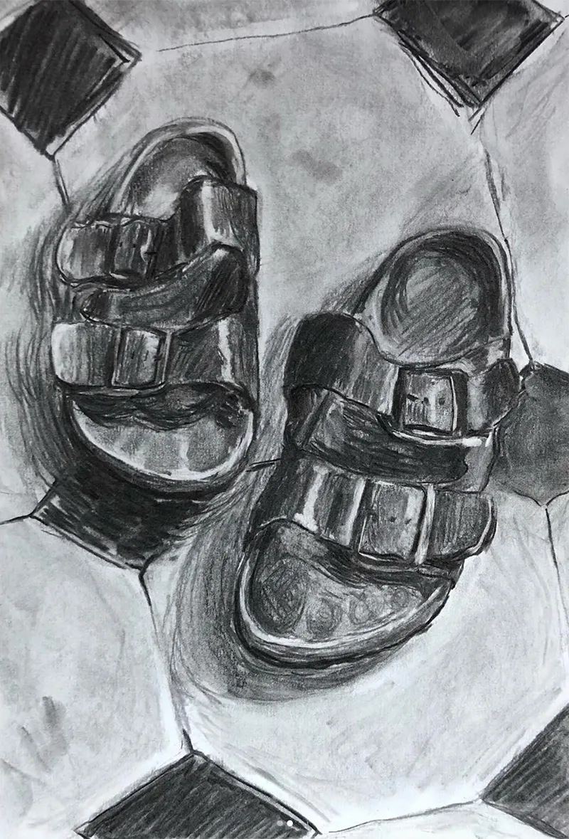 Kohlezeichnung Birkenstock.