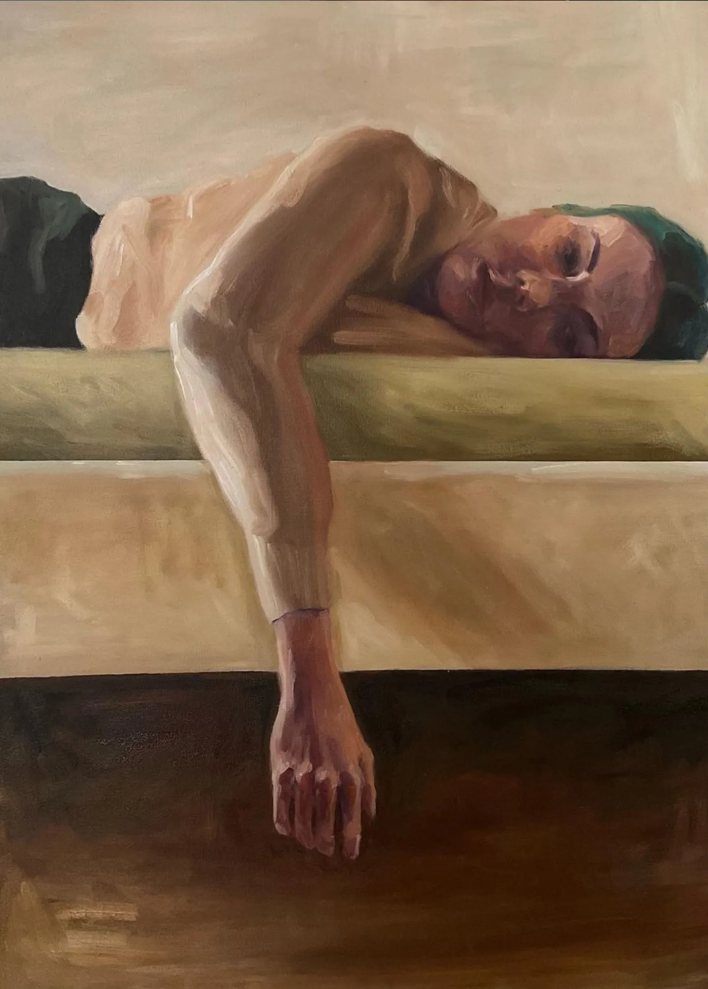 Jule Rudrof Selbstportrait Acryl – auf dem Bett.