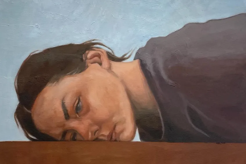 I am resting. Ölgemälde auf Leinwand – Selbstportrait Jule Rudrof.